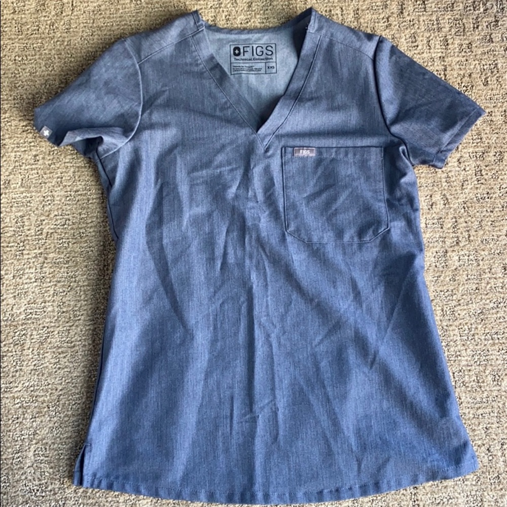 FIGS XXS Heather Denim Catarina top - limited!
